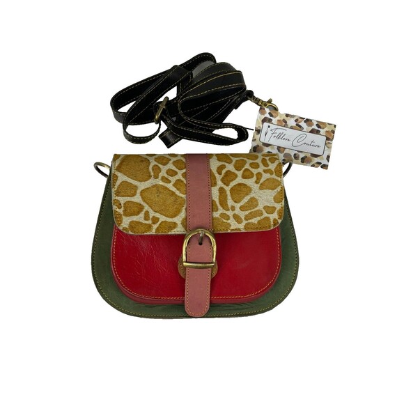 Folklore Couture Crossbody Purse Leather Cowhide Giraffe Print Multicolor NWT - Picture 1 of 10